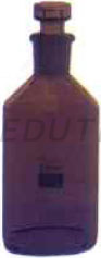 BOTTLE, REAGENT INTERCHANGEABLE HOLLOW STOPPER, NARROW MOUTH, AMBER.