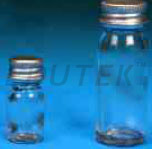 BOTTLE McCARTNEY BIJOU NARROW MOUTH CLEAR NEUTRAL GLASS AUTOCLAVABLE WITH ALUMINIUM SCREW CAP AND RUBBER 

LINER