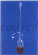 BURETTE, AUTOMATIC ZERO Mounted on reservoir with PTFE key stopcock, rubber bellow
