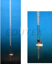 BURETTE, ACRYLIC Unbreakable transparent burette fitted with PTFE stopcock